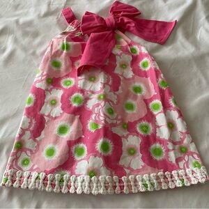 Mud Pie, Pink, Green & White Floral Dress, Sz 24M/2T